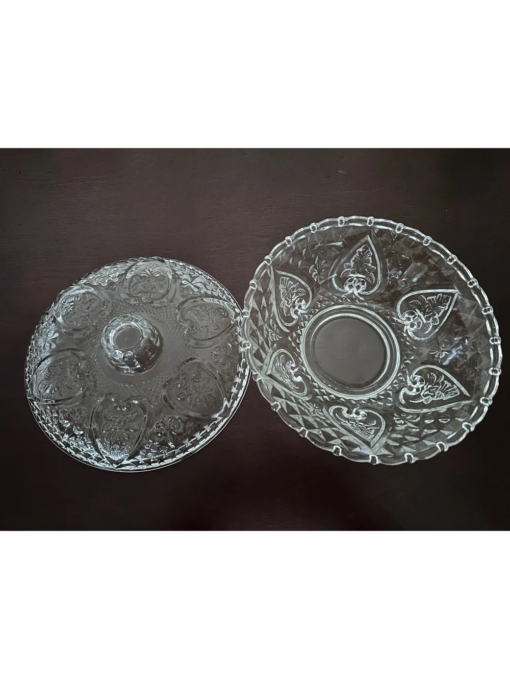 Vintage KIG Malaysia Clear Pressed Glass Candy Dish with a Lid